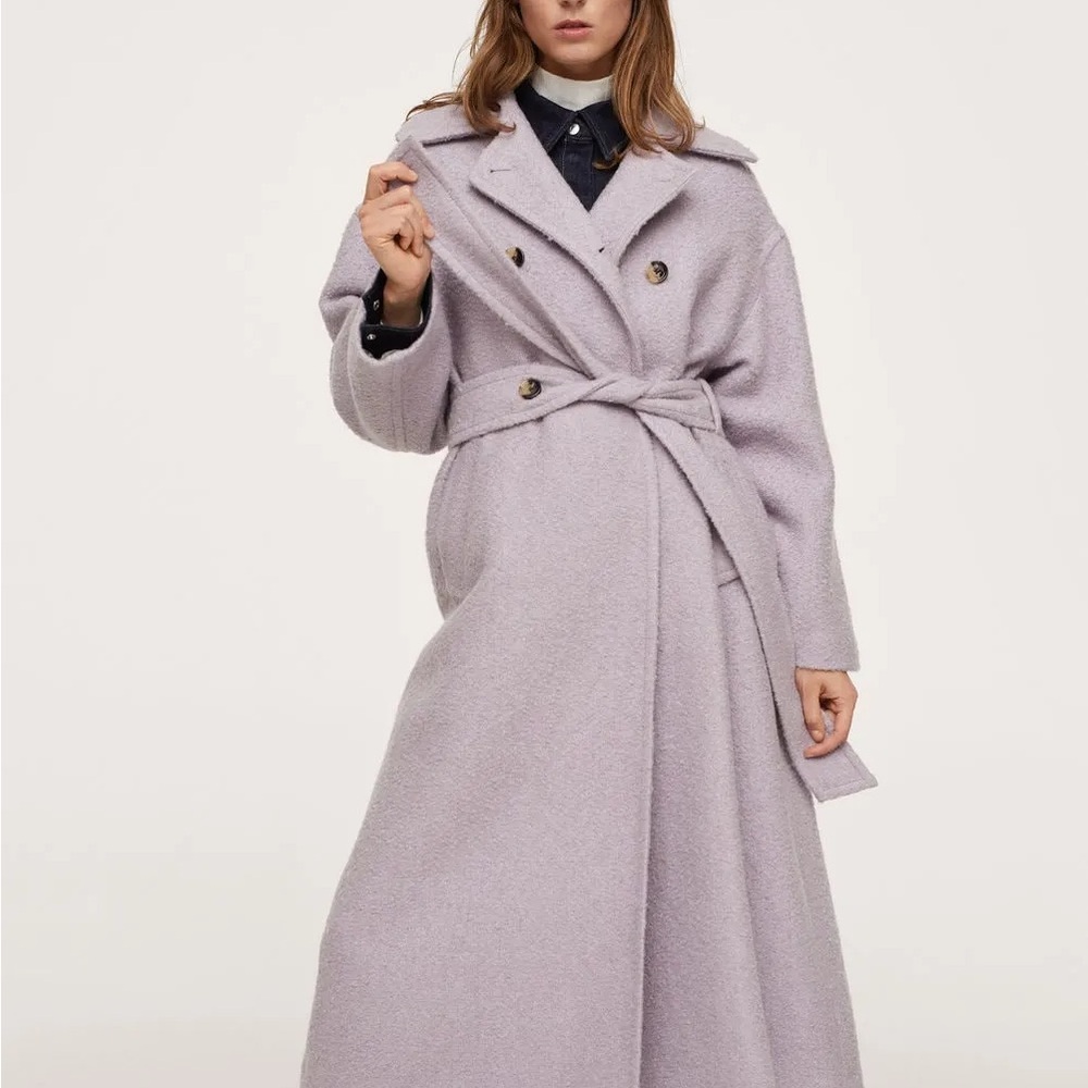 MANGO Lilac Bouclé Coat